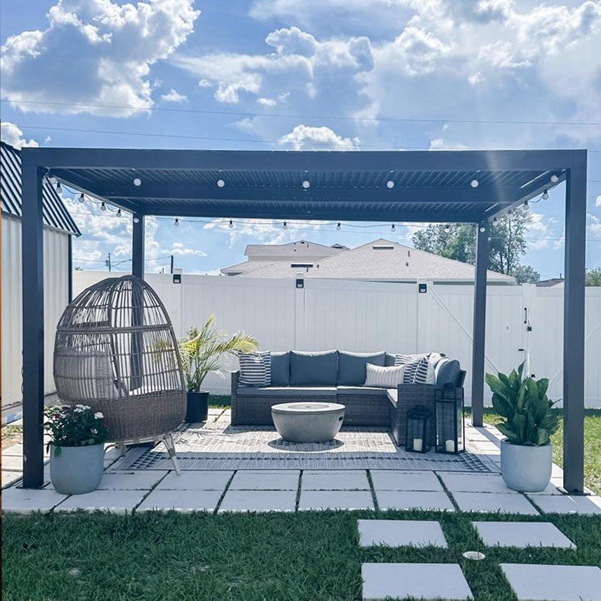 PURPLE LEAF Athena Louvered Pergola Outdoor Aluminum Pergola with Adjustable Roof for Deck Backyard Garden Hardtop Gazebo