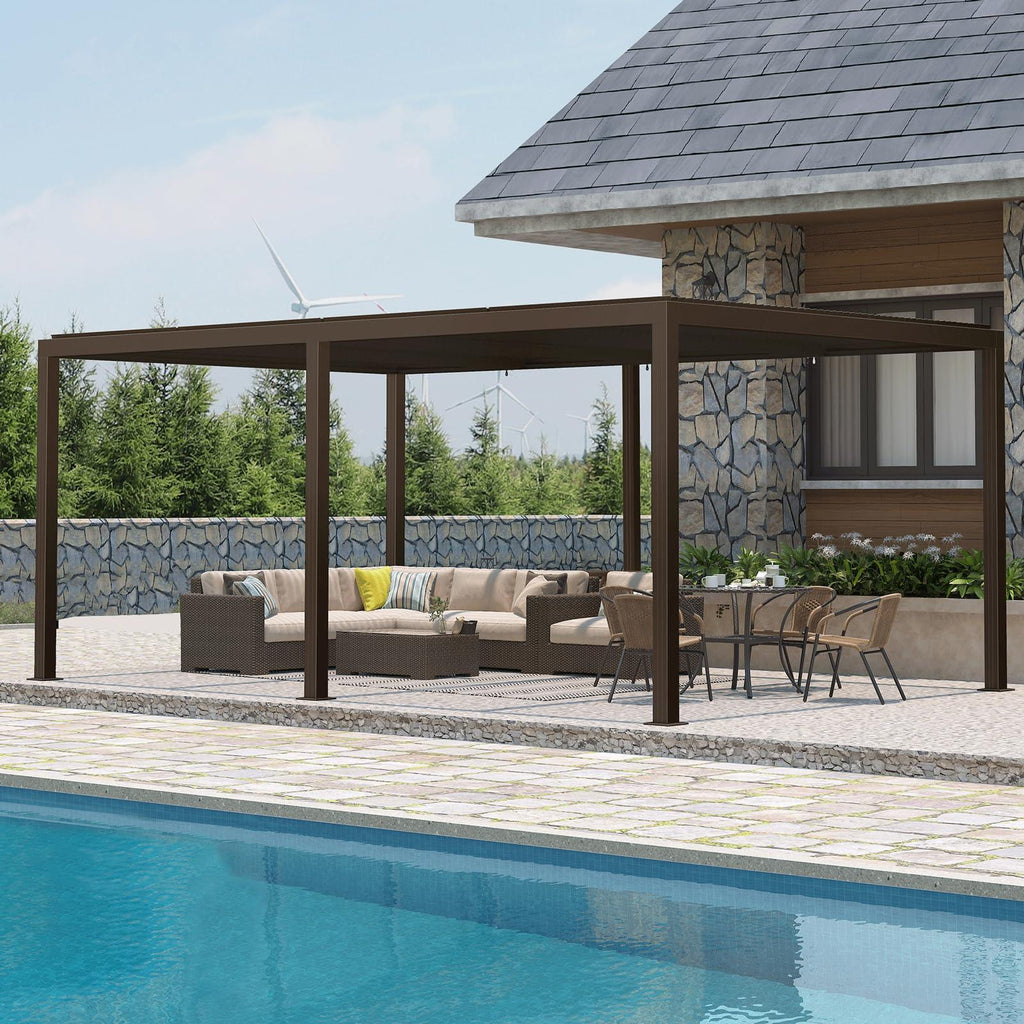 PURPLE LEAF Athena Louvered Pergola Outdoor Aluminum Pergola with Adjustable Roof for Deck Backyard Garden Hardtop Gazebo