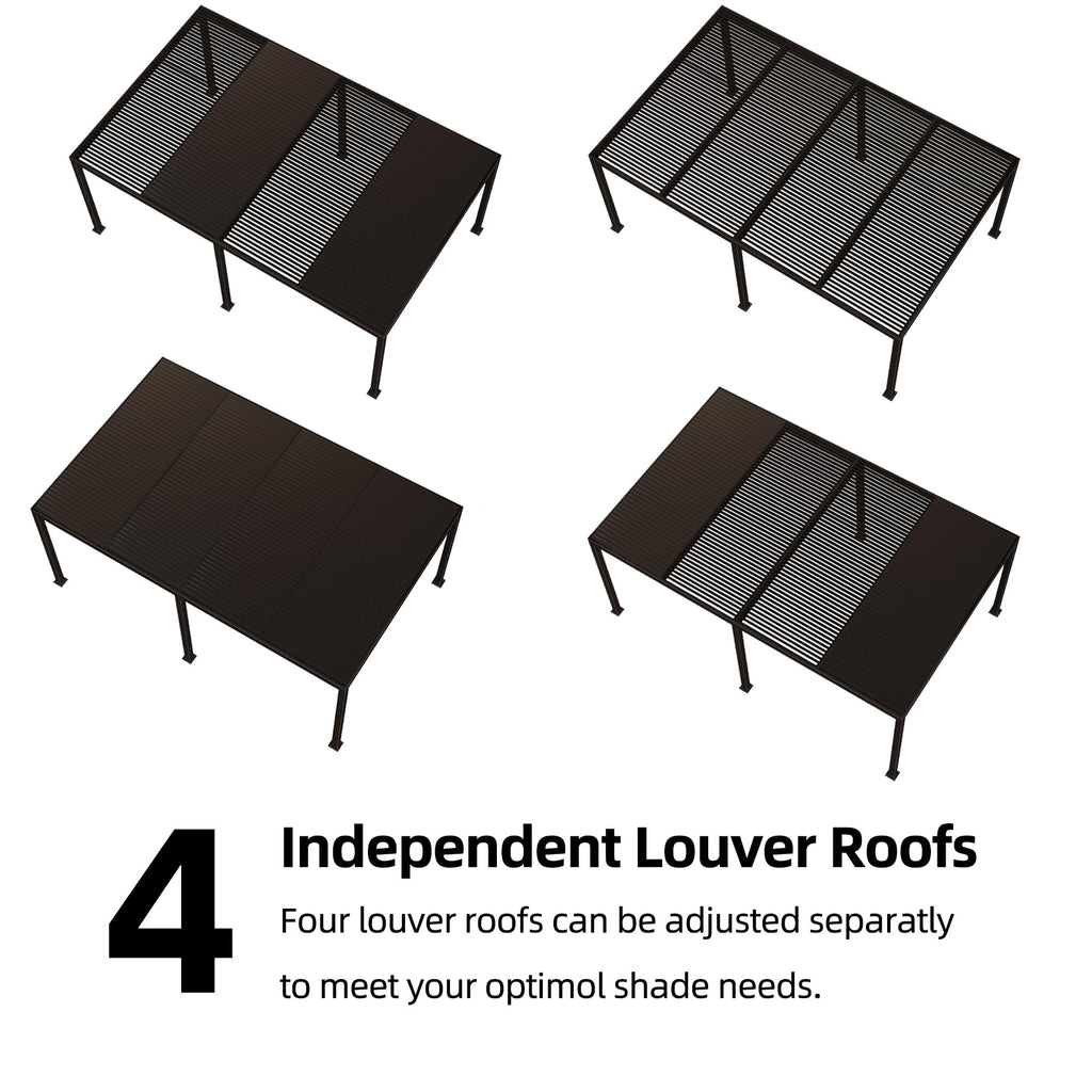 PURPLE LEAF Athena Louvered Pergola Outdoor Aluminum Pergola with Adjustable Roof for Deck Backyard Garden Hardtop Gazebo