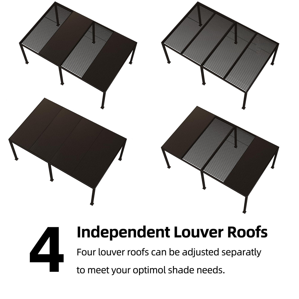 PURPLE LEAF Athena Louvered Pergola Outdoor Aluminum Pergola with Adjustable Roof for Deck Backyard Garden Hardtop Gazebo