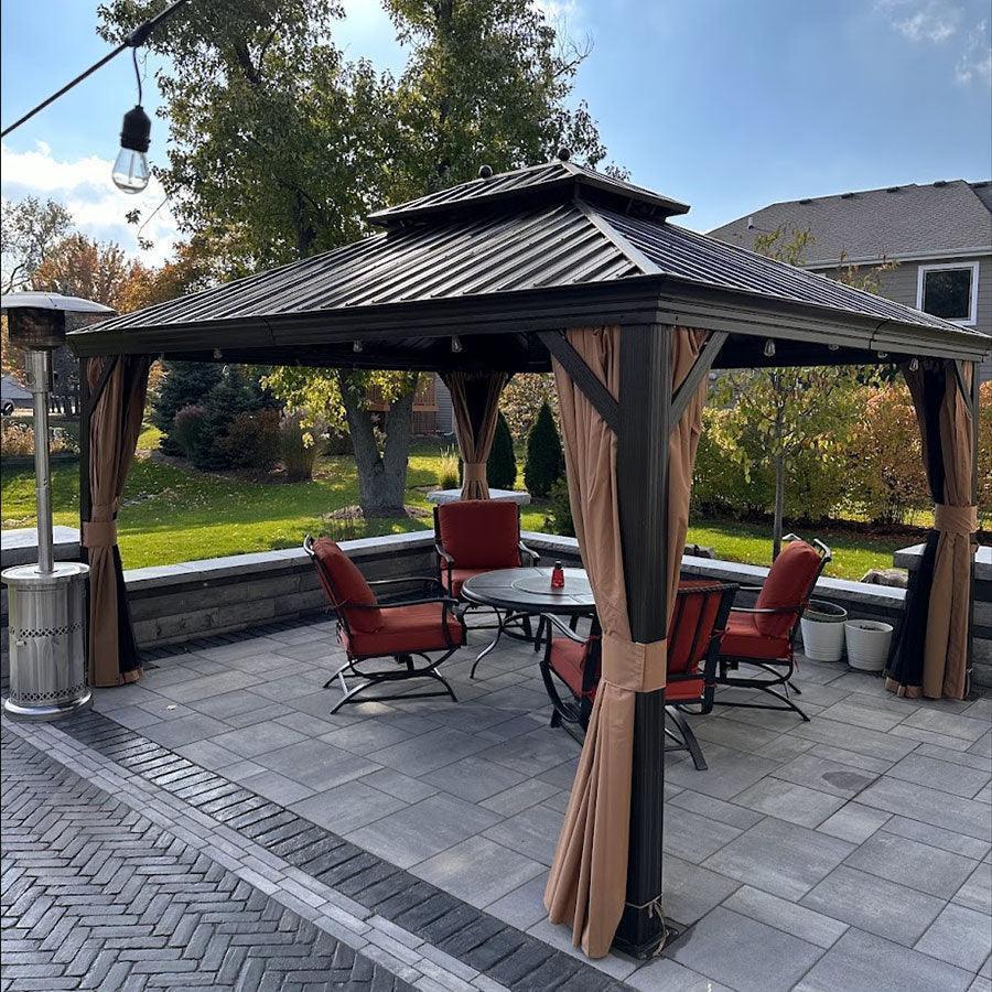 PURPLE LEAF Outdoor Hardtop Gazebo for Garden Bronze Double Roof Aluminum Frame Pavilion