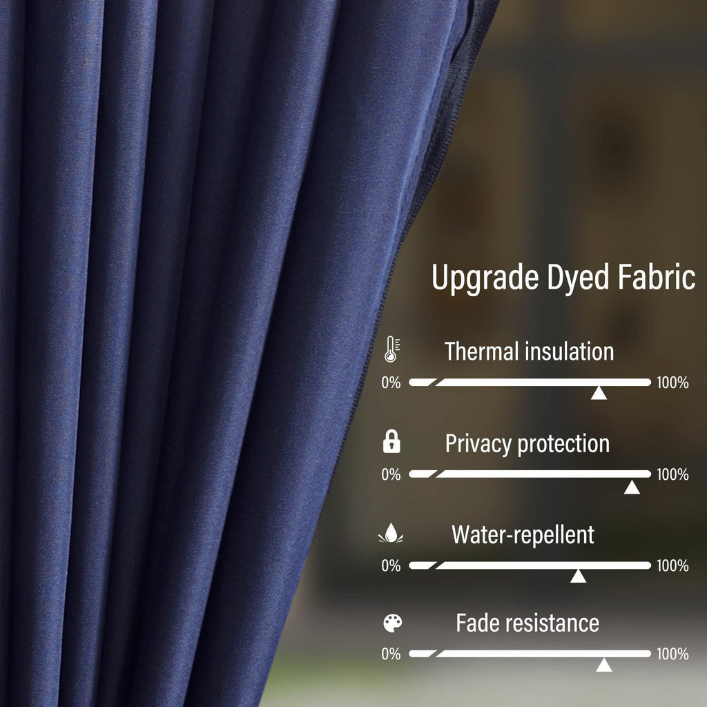 PURPLE LEAF Outdoor Hardtop Gazebo for Patio Bronze Aluminum Frame Pavilion with Navy-Blue Curtain and String Lights-milky