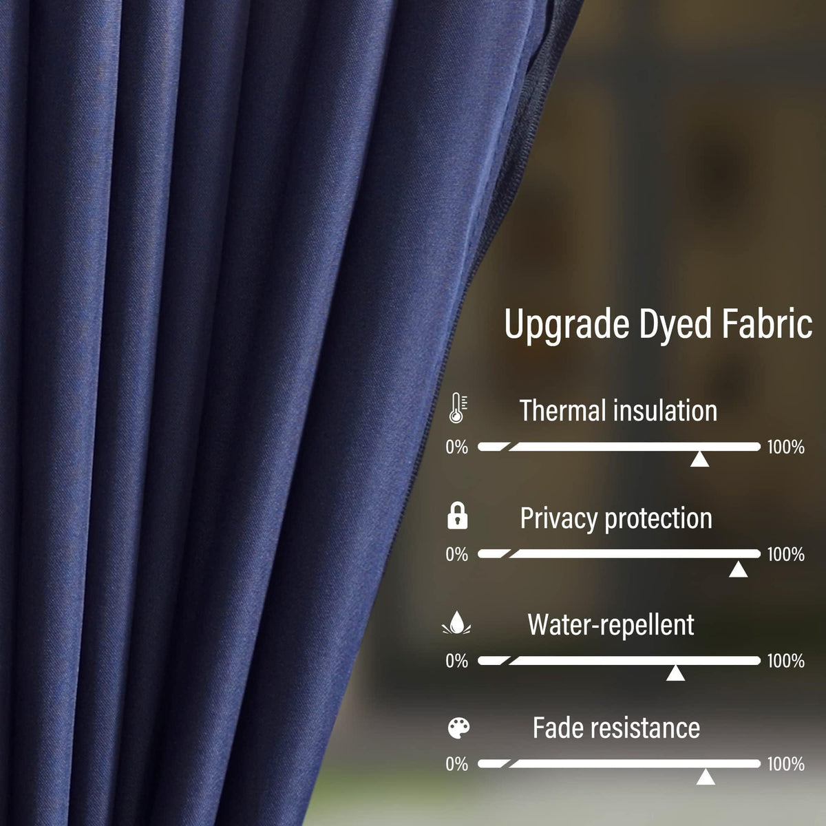 PURPLE LEAF Outdoor Hardtop Gazebo for Patio Bronze Aluminum Frame Pavilion with Navy-Blue Curtain and String Lights-clear