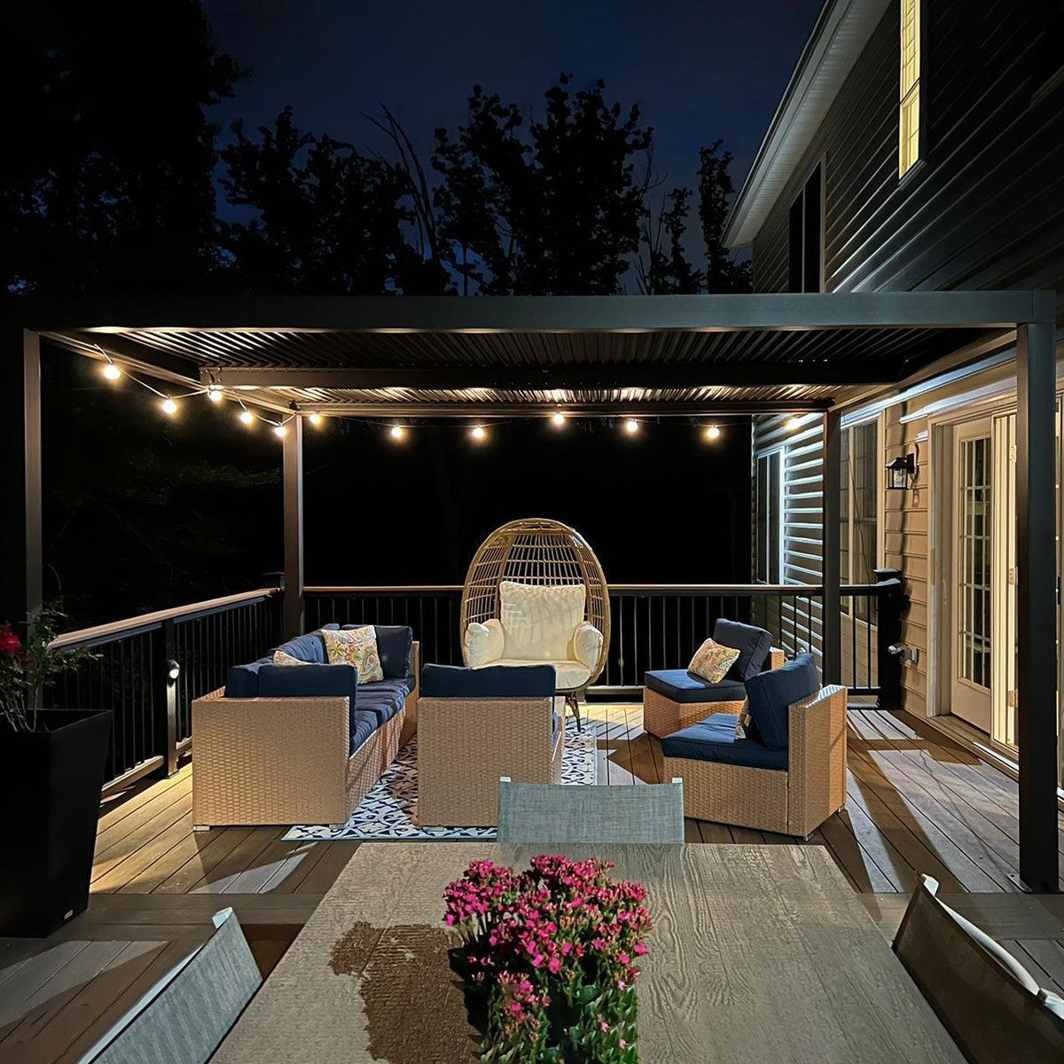 PURPLE LEAF Athena Outdoor Louvered Pergola Adjustable Metal Roof Bronze Hardtop Gazebo Patio Pavilion