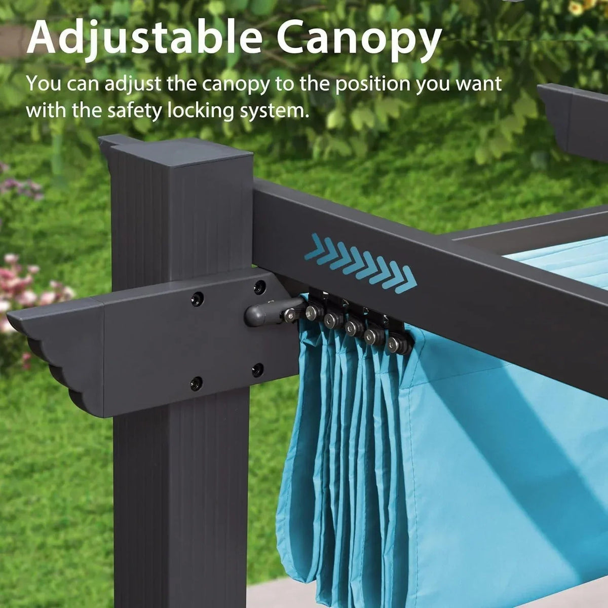 PURPLE LEAF Outdoor Pergola with Retractable Canopy Aluminum Shelter for Beach Porch Garden  Shade Pavilion Pergola  with Curtains