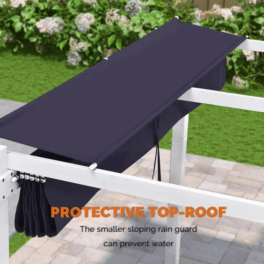 PURPLE LEAF Outdoor Retractable Pergola with Double Sun Shade Canopy White Heavy-Duty Aluminum Pergola Patio Modern Pergola With Curtains
