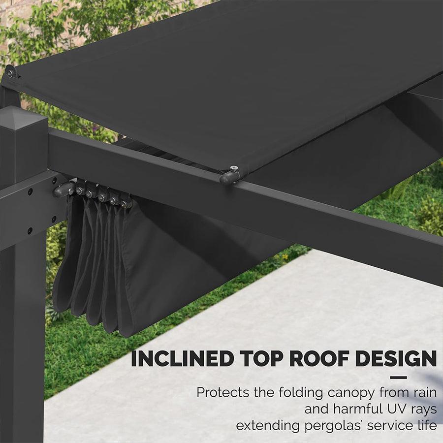 PURPLE LEAF Outdoor Retractable Pergola with Sun Shade Canopy Patio Aluminum Pergola With Curtains