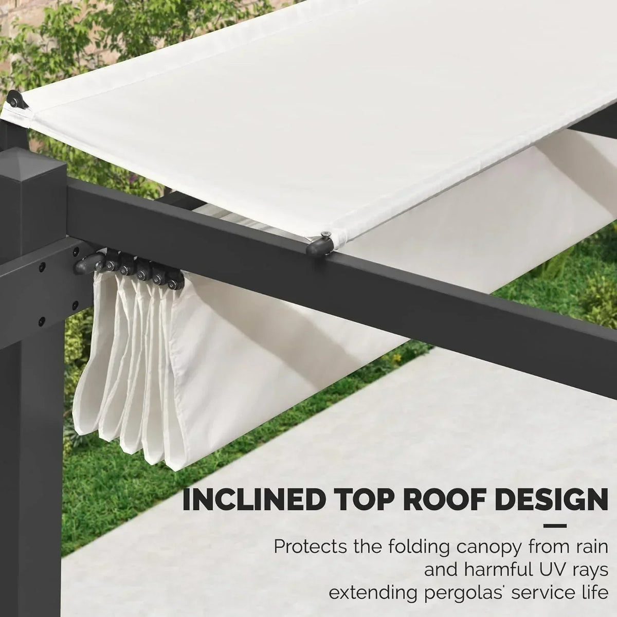 PURPLE LEAF Outdoor Retractable Pergola with Sun Shade Canopy Patio Aluminum Pergola With Curtains