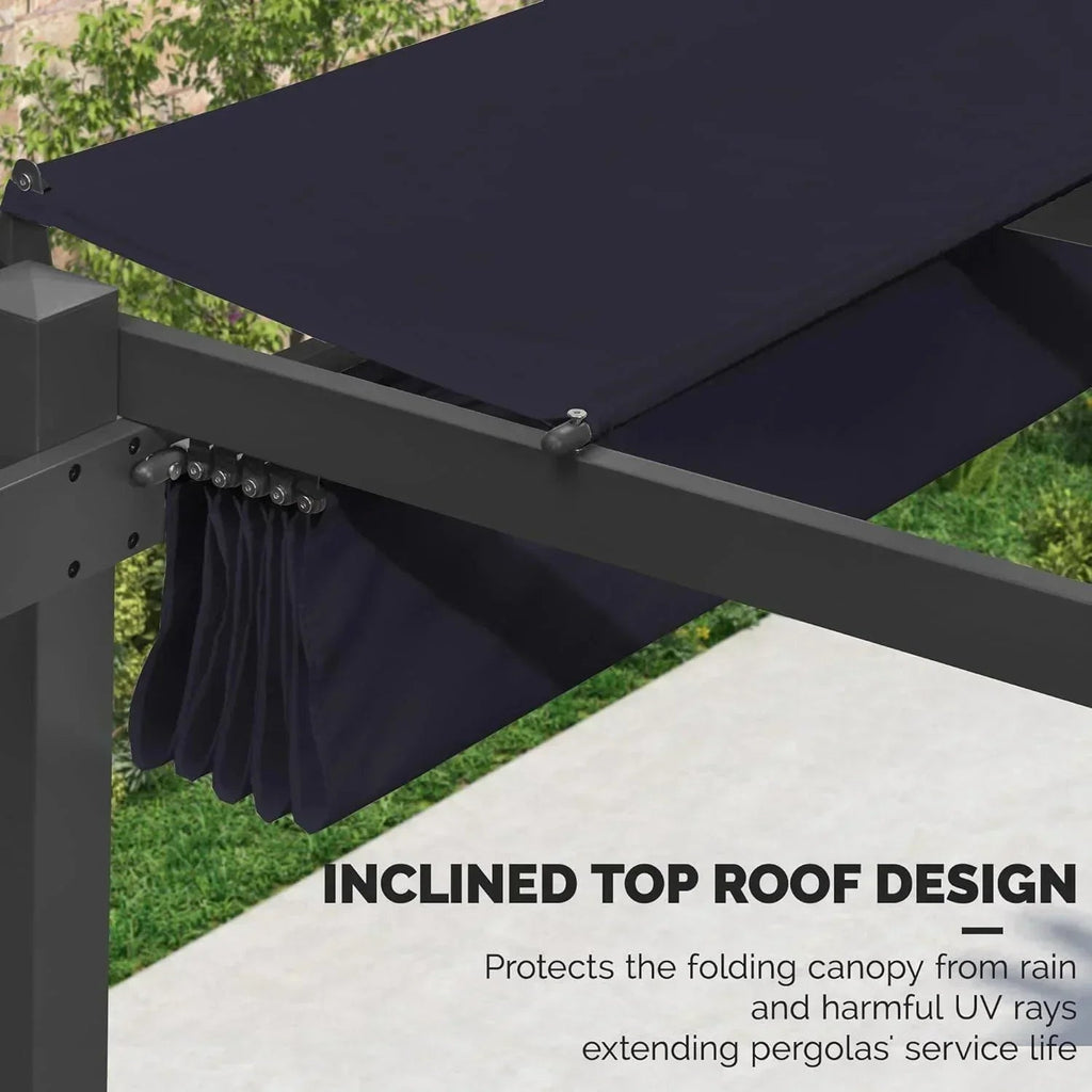 PURPLE LEAF Outdoor Retractable Pergola with Sun Shade Canopy Patio Aluminum Pergola With Curtains