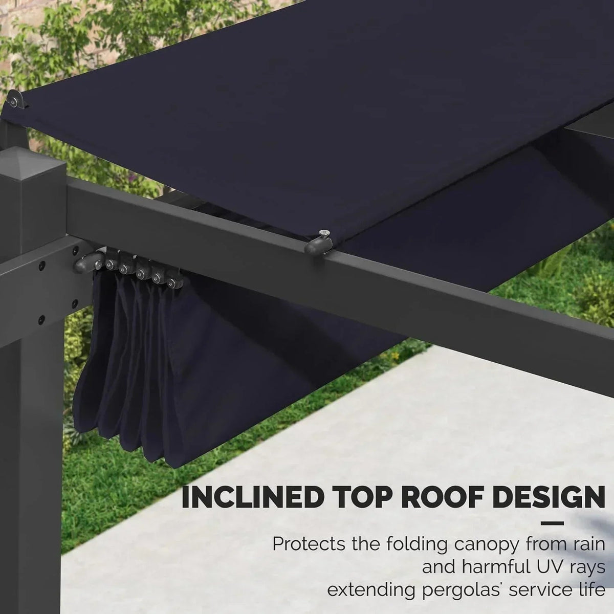 PURPLE LEAF Outdoor Retractable Pergola with Sun Shade Canopy Patio Aluminum Pergola With Curtains
