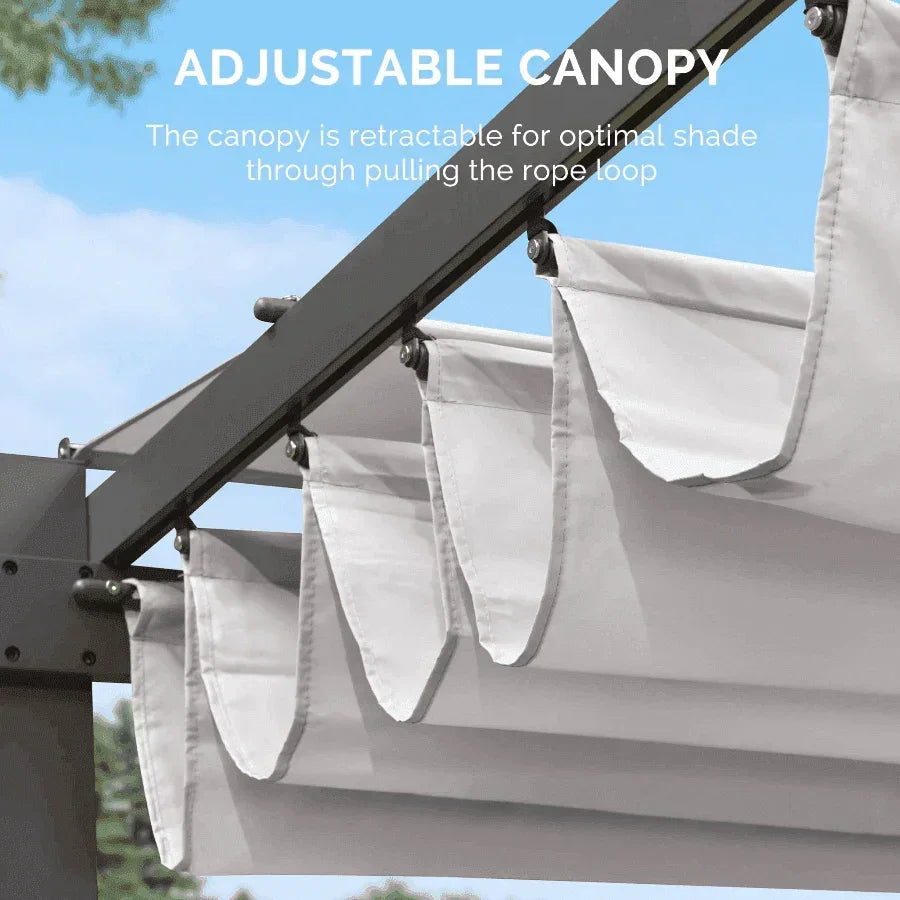 PURPLE LEAF Outdoor Retractable Pergola with Sun Shade Canopy Patio Aluminum Pergola With Curtains