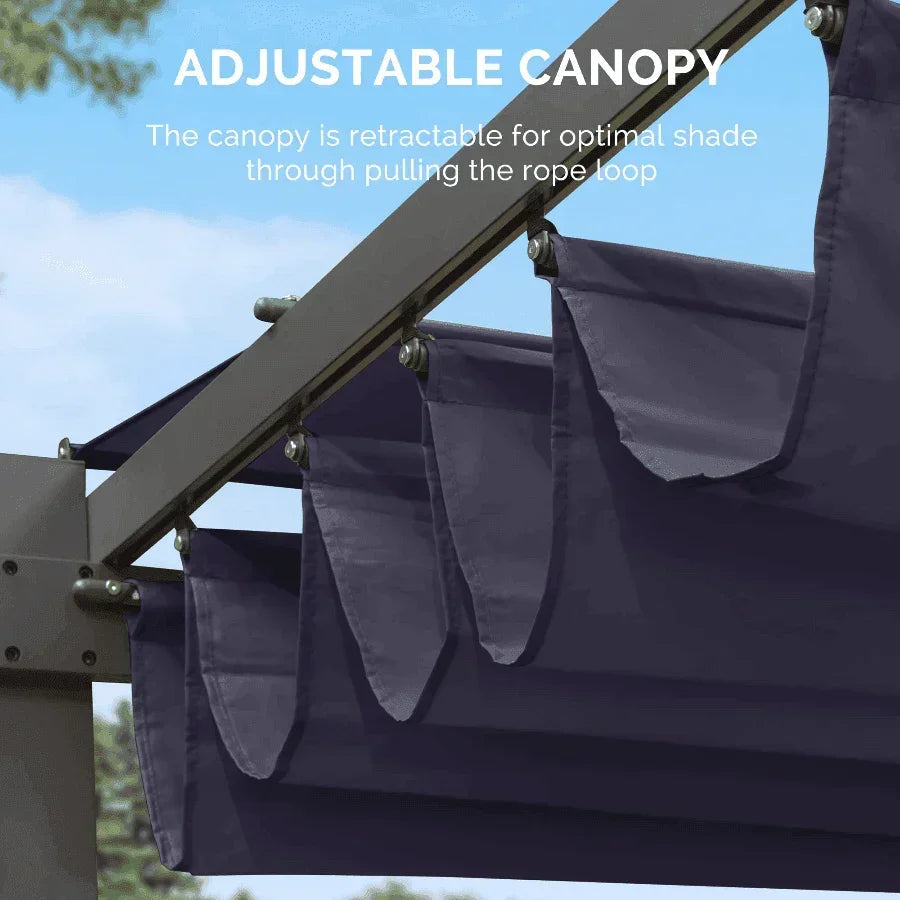 PURPLE LEAF Outdoor Retractable Pergola with Sun Shade Canopy Patio Aluminum Pergola With Curtains