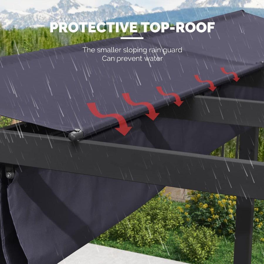 PURPLE LEAF Outdoor Retractable Pergola with Sun Shade Canopy Patio Aluminum Pergola With Curtains