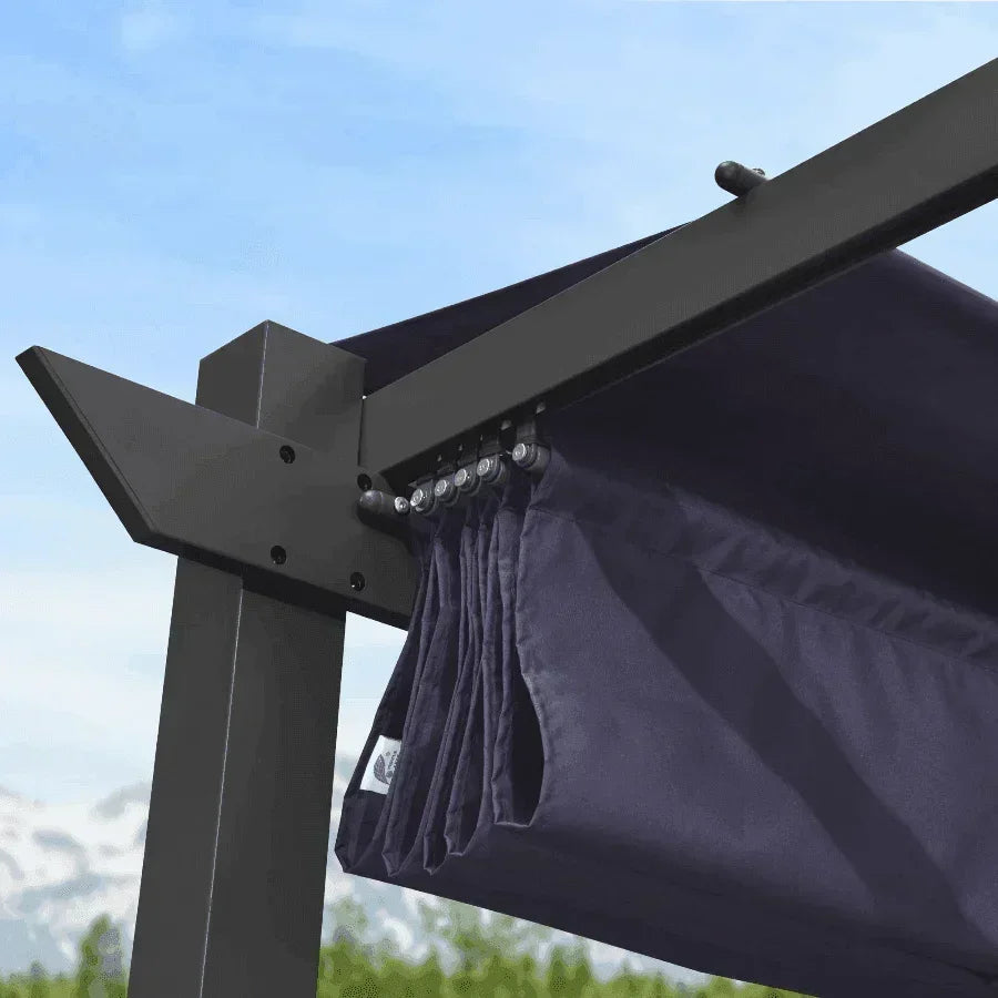 PURPLE LEAF Outdoor Retractable Pergola with Sun Shade Canopy Patio Aluminum Pergola With Curtains