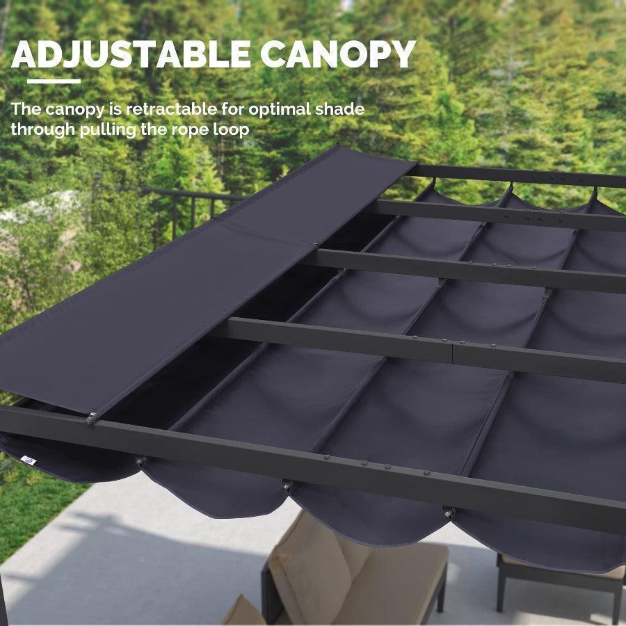 PURPLE LEAF Outdoor Retractable Pergola with Sun Shade Canopy Patio Aluminum Pergola With Curtains