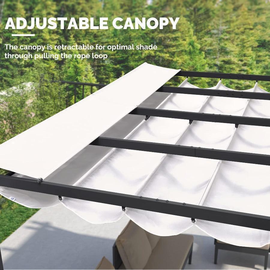 PURPLE LEAF Outdoor Retractable Pergola with Sun Shade Canopy Patio Aluminum Pergola With Curtains