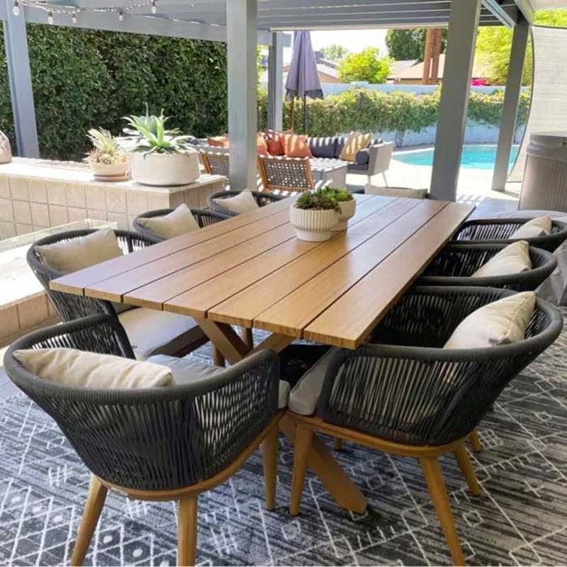 PURPLE LEAF Teak Patio Dining Set with Cushions and Pillow All-Weather Wicker Patio Table Set for Garden, Deck, and Yard