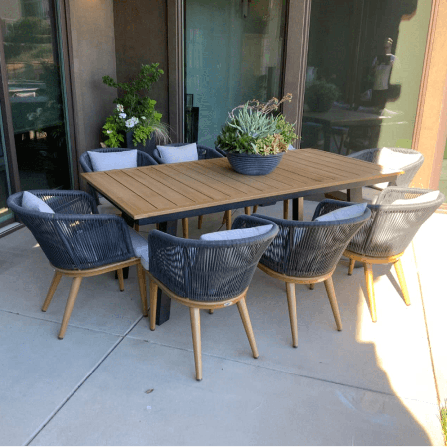 PURPLE LEAF Teak Patio Dining Set with Cushions and Pillow All-Weather Wicker Patio Table Set for Garden, Deck, and Yard
