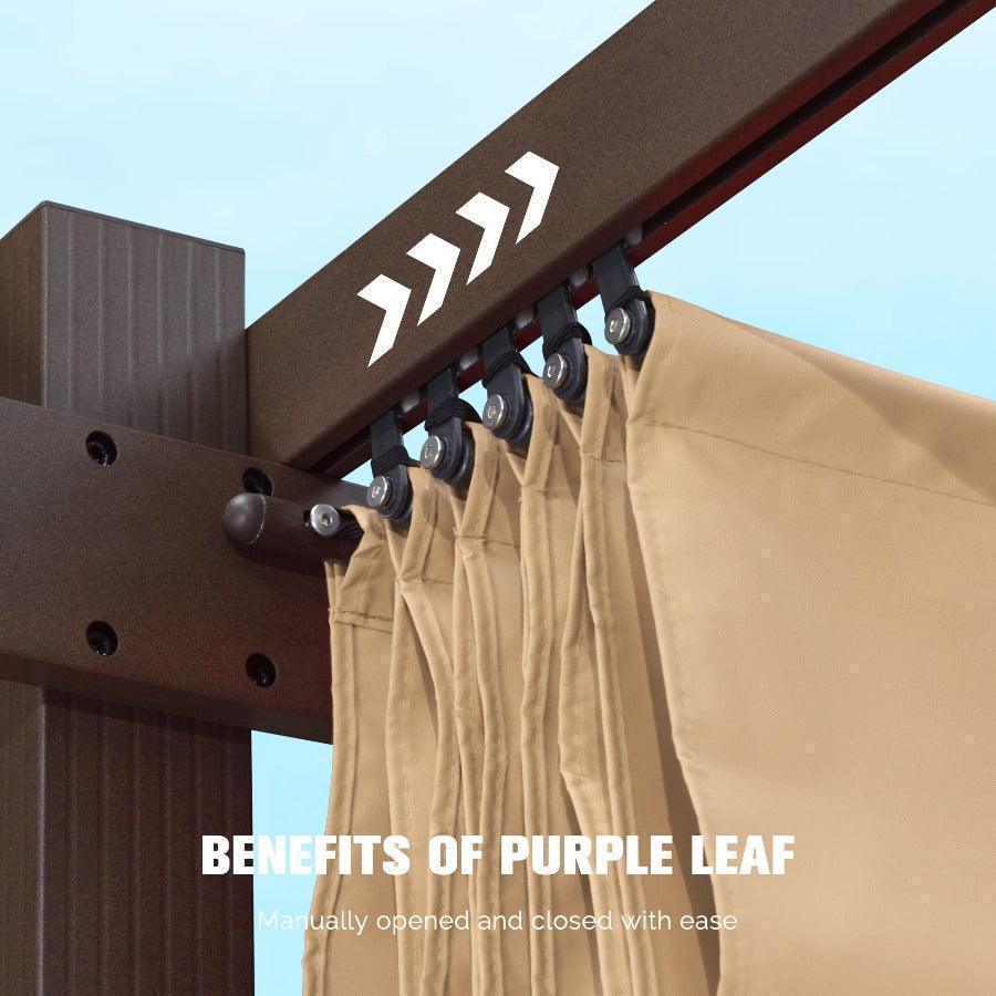 PURPLE LEAF Bronze Pergola Outdoor Retractable Metal Pergola with Canopy with Shade Cover With Curtains