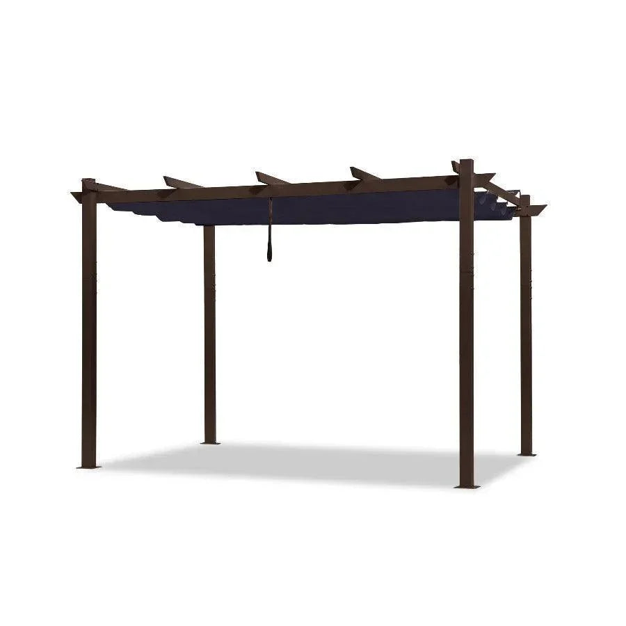 PURPLE LEAF Bronze Pergola Outdoor Retractable Metal Pergola with Canopy with Shade Cover With Curtains