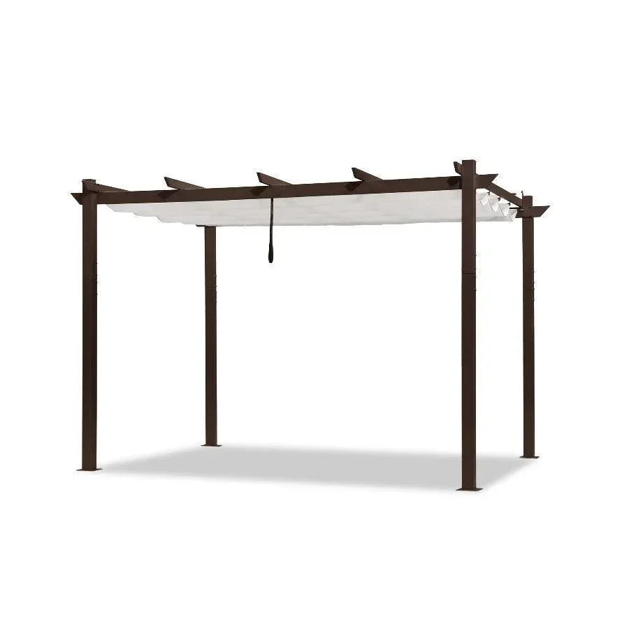 PURPLE LEAF Bronze Pergola Outdoor Retractable Metal Pergola with Canopy with Shade Cover With Curtains