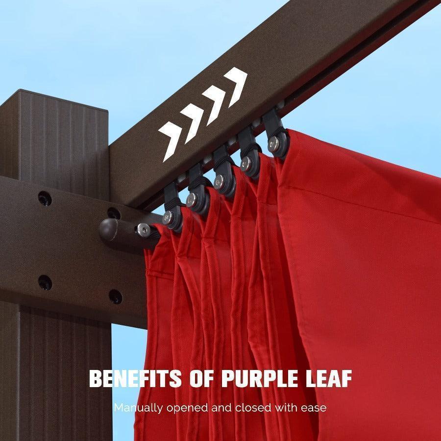 PURPLE LEAF Bronze Pergola Outdoor Retractable Metal Pergola with Canopy with Shade Cover With Curtains