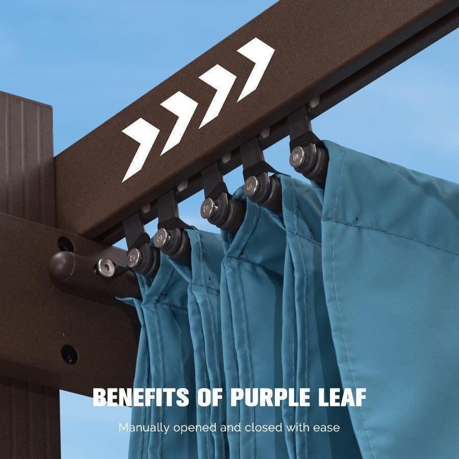 PURPLE LEAF Bronze Pergola Outdoor Retractable Metal Pergola with Canopy with Shade Cover With Curtains