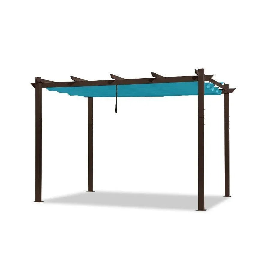 PURPLE LEAF Bronze Pergola Outdoor Retractable Metal Pergola with Canopy with Shade Cover With Curtains