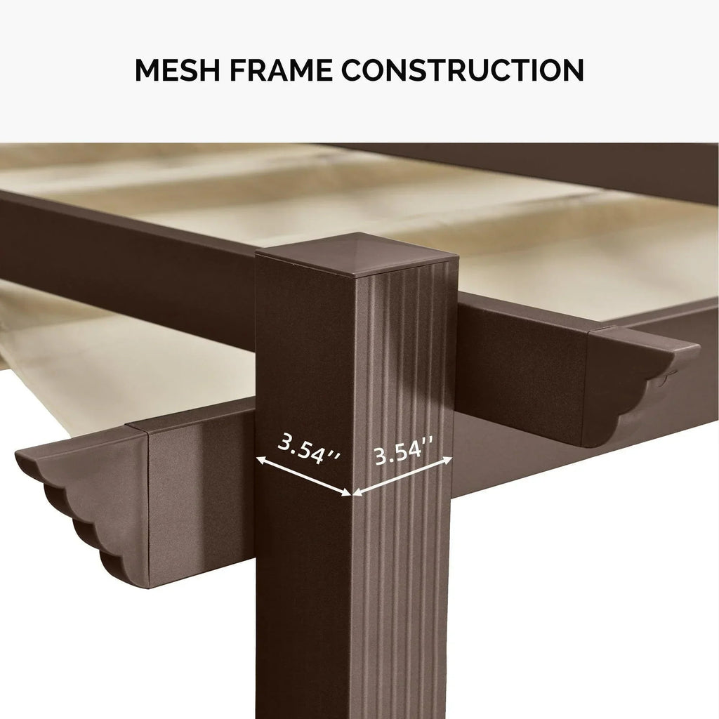 PURPLE LEAF Bronze Pergola Outdoor Retractable Metal Pergola with Canopy with Shade Cover With Curtains