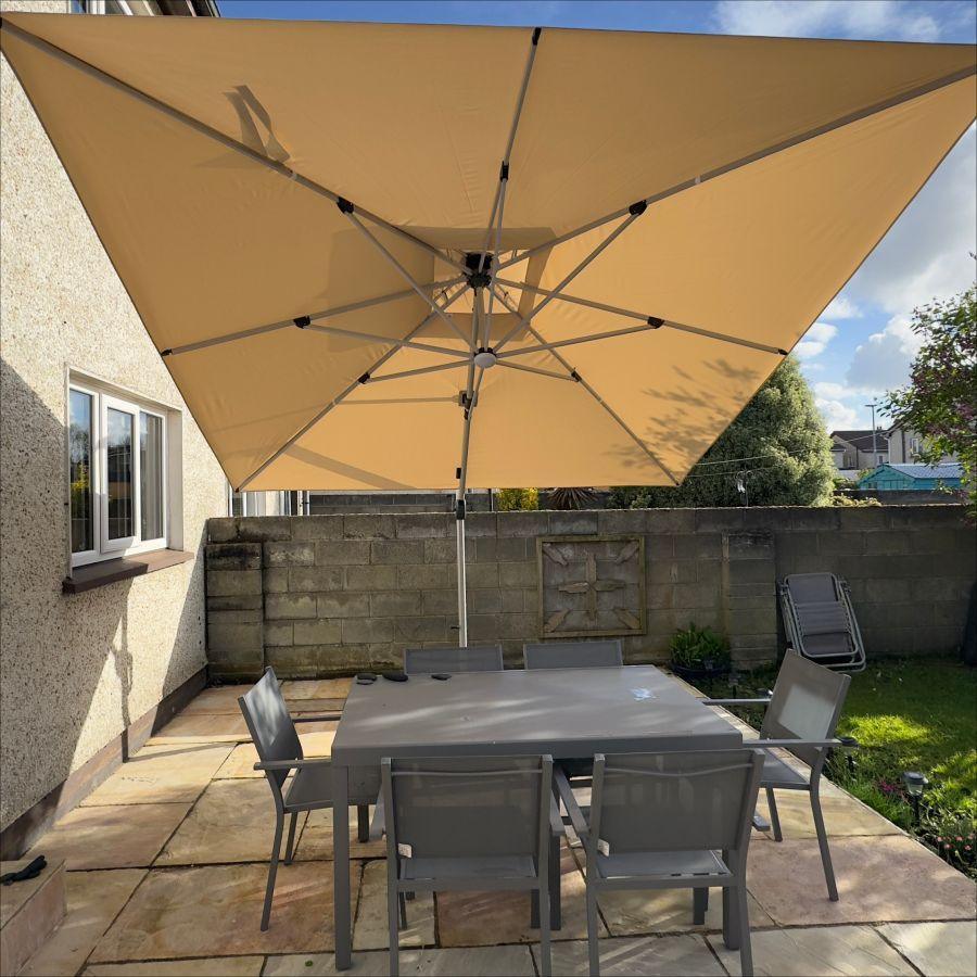 PURPLE LEAF Solar Powered Umbrella LED Rectangular Patio Umbrella with Lights