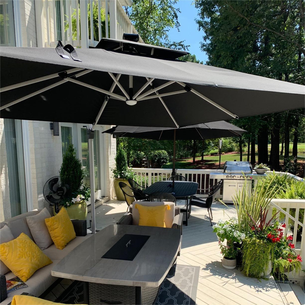 PURPLE LEAF Solar Powered Umbrella LED Rectangular Patio Umbrella with Lights