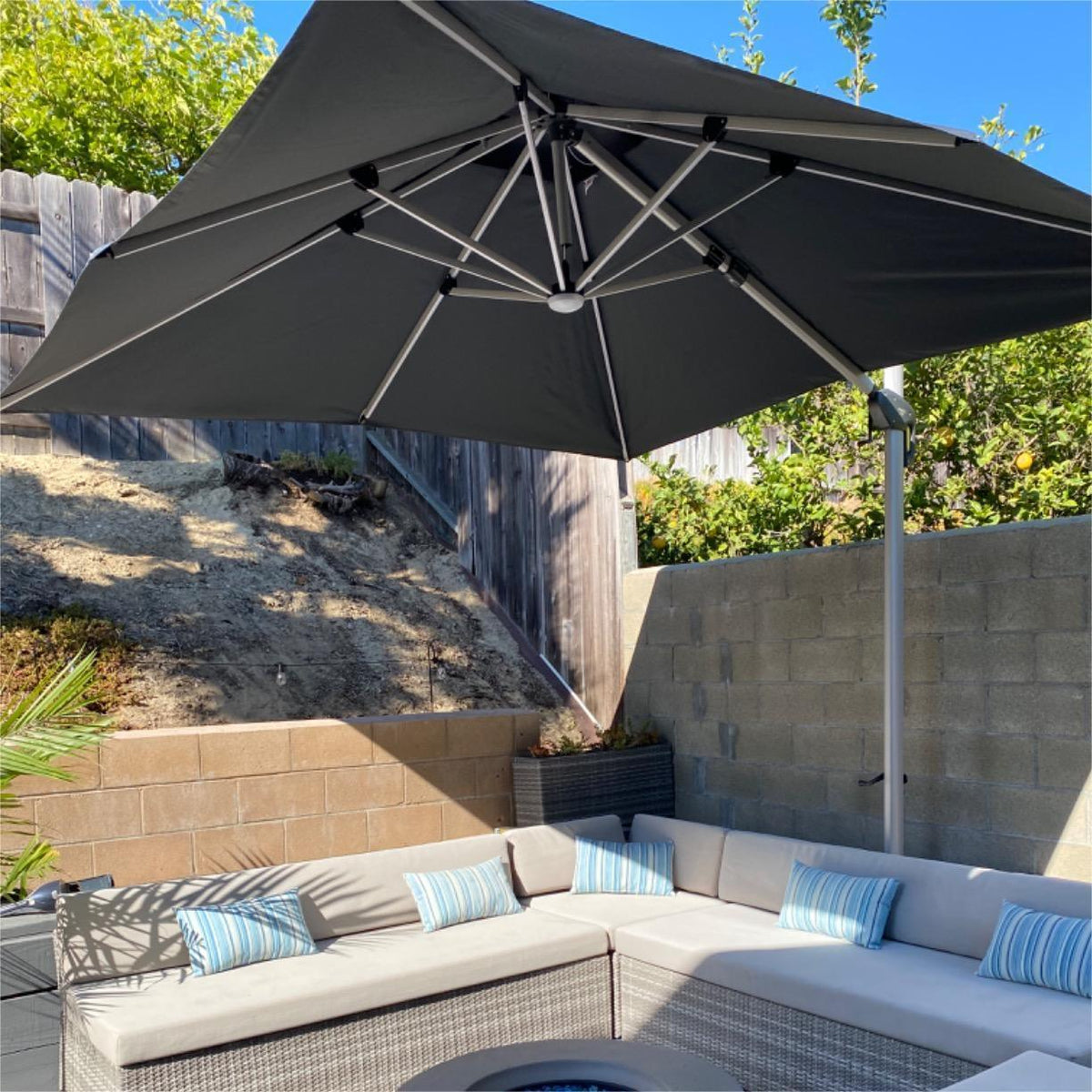 PURPLE LEAF Solar Powered Umbrella LED Rectangular Patio Umbrella with Lights