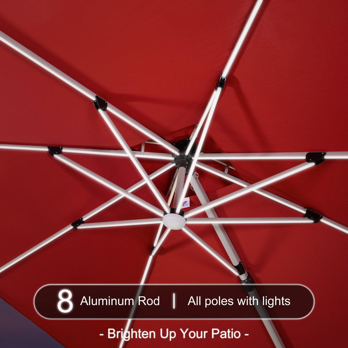 PURPLE LEAF Solar Powered Umbrella LED Rectangular Patio Umbrella with Lights