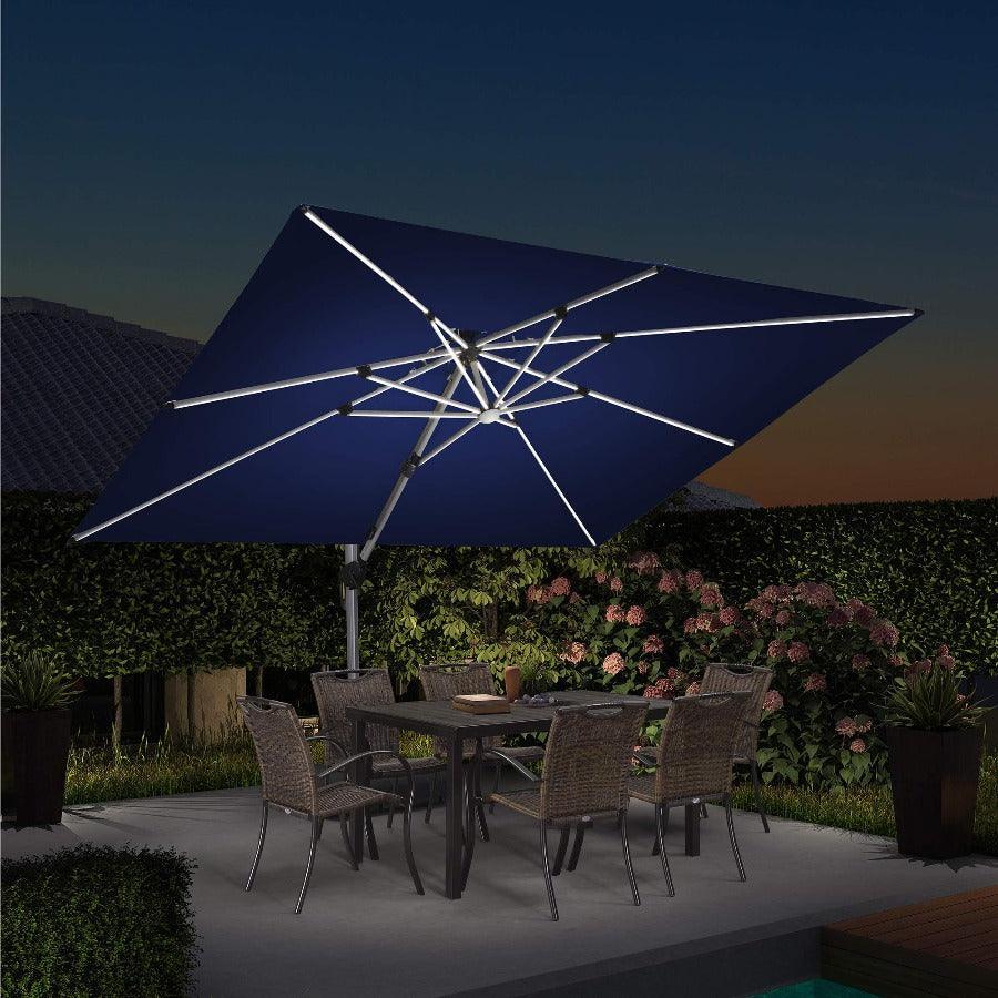 PURPLE LEAF Solar Powered Umbrella LED Rectangular Patio Umbrella with Lights