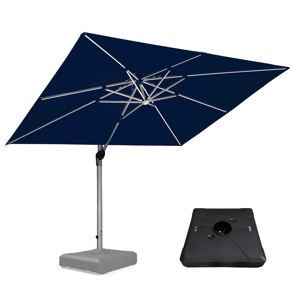 PURPLE LEAF Rectangle Patio Umbrella with Base Combination
