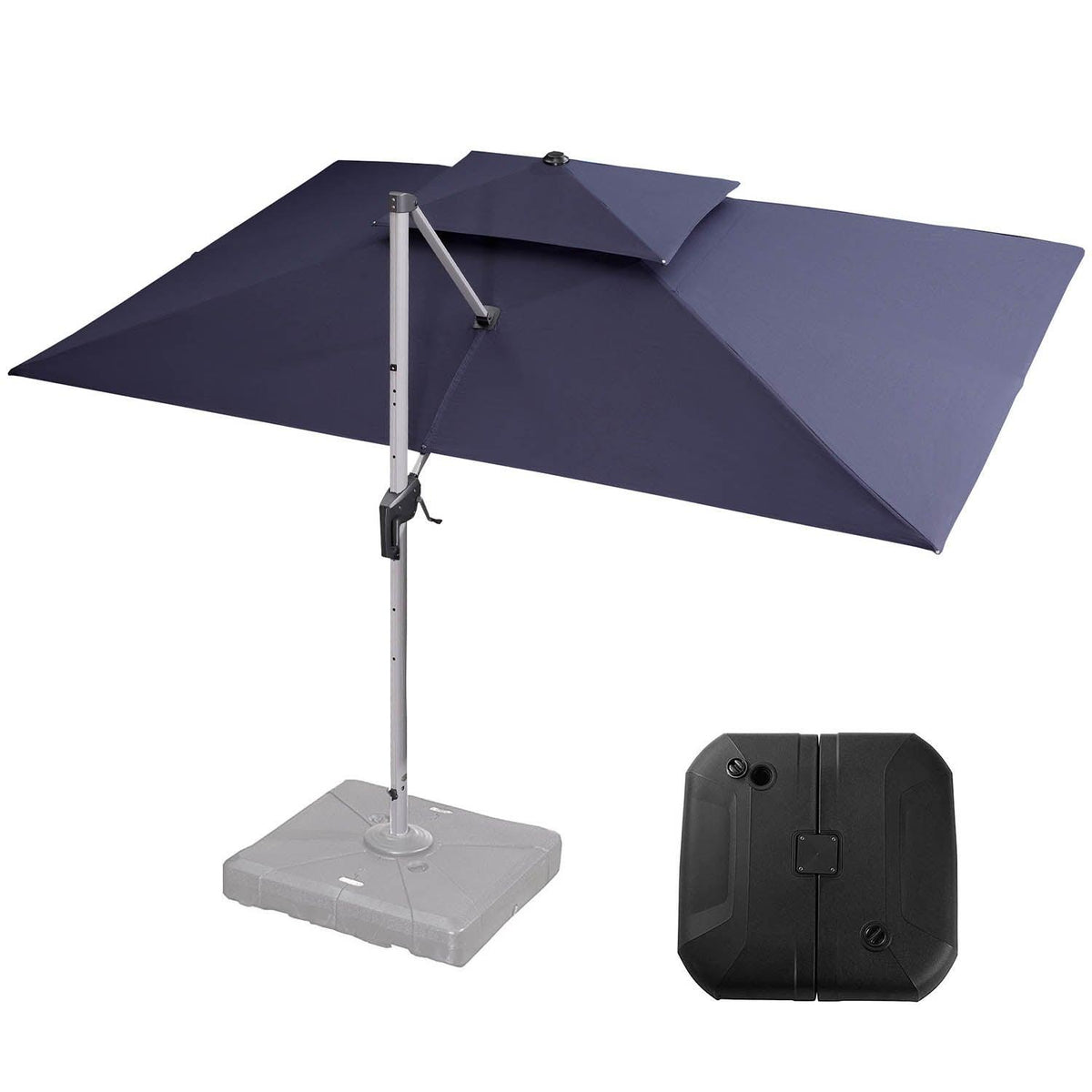 PURPLE LEAF Rectangle Patio Umbrella with Base Combination