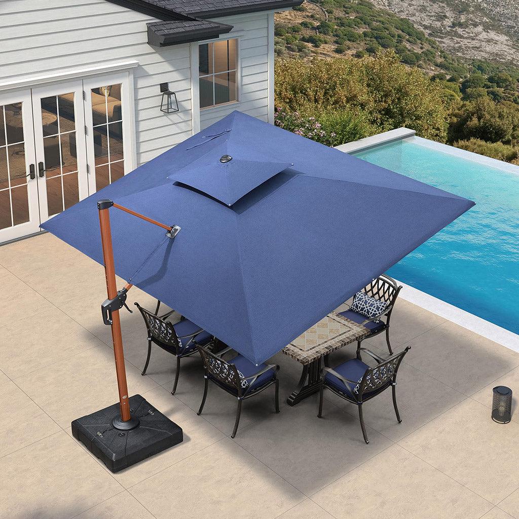 PURPLE LEAF SUNBRELLA Cantilever Umbrella Deluxe Wood Pattern Patio Umbrella