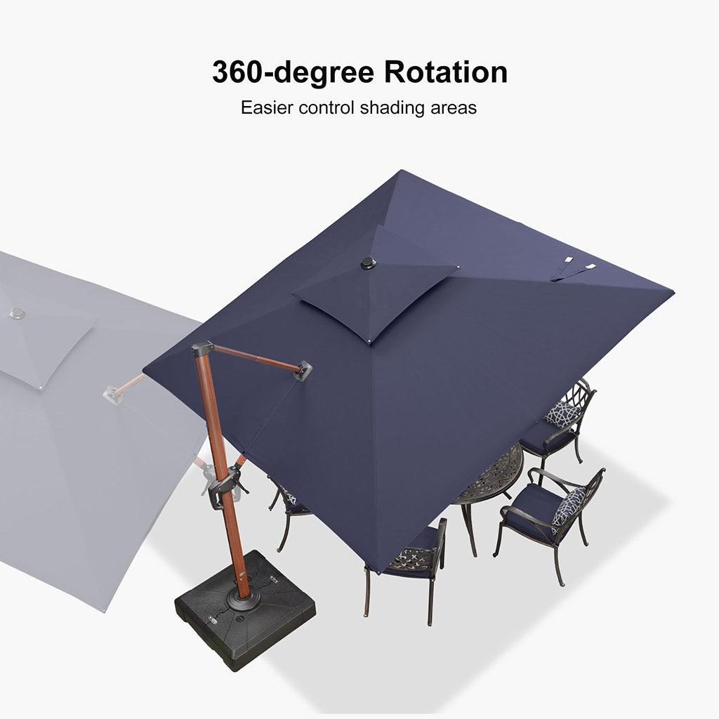 PURPLE LEAF SUNBRELLA Cantilever Umbrella Deluxe Wood Pattern Patio Umbrella
