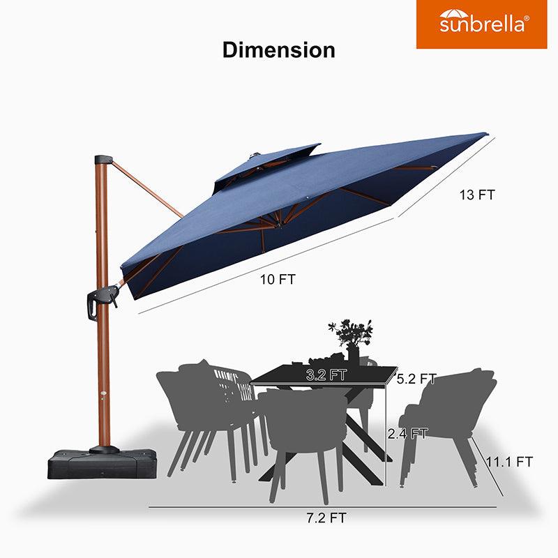 PURPLE LEAF SUNBRELLA Cantilever Umbrella Deluxe Wood Pattern Patio Umbrella