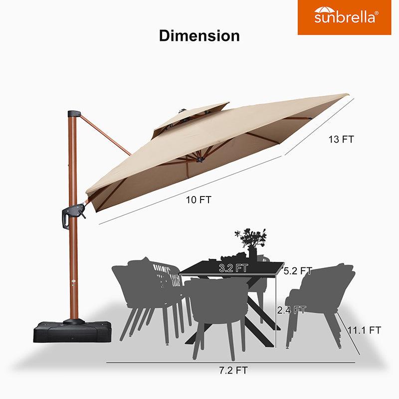 PURPLE LEAF SUNBRELLA Cantilever Umbrella Deluxe Wood Pattern Patio Umbrella