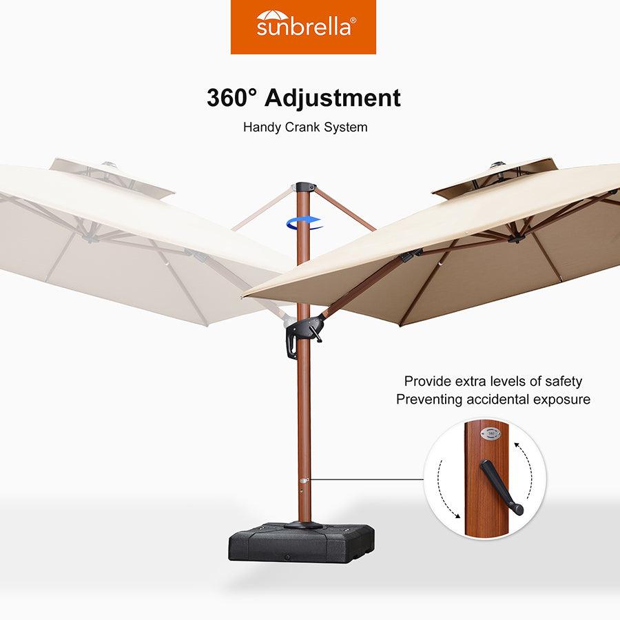 PURPLE LEAF SUNBRELLA Cantilever Umbrella Deluxe Wood Pattern Patio Umbrella
