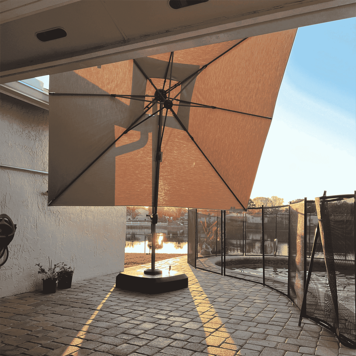 PURPLE LEAF SUNBRELLA Cantilever Umbrella Deluxe Wood Pattern Patio Umbrella