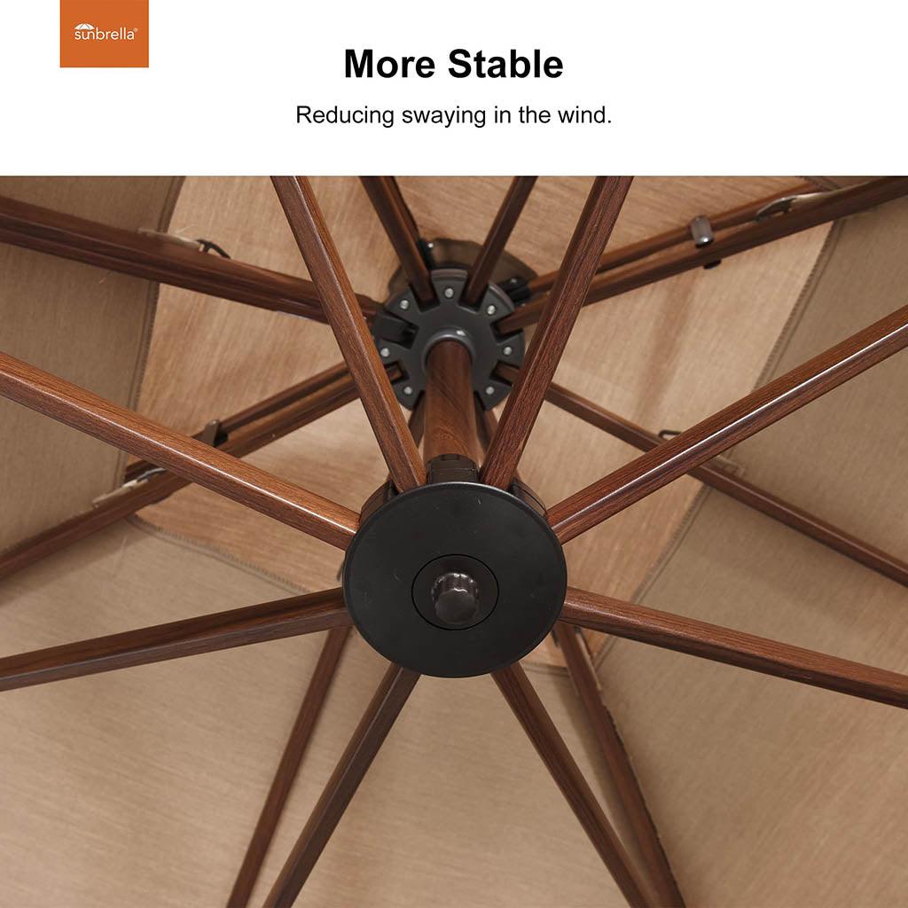 PURPLE LEAF SUNBRELLA Cantilever Umbrella Deluxe Wood Pattern Patio Umbrella