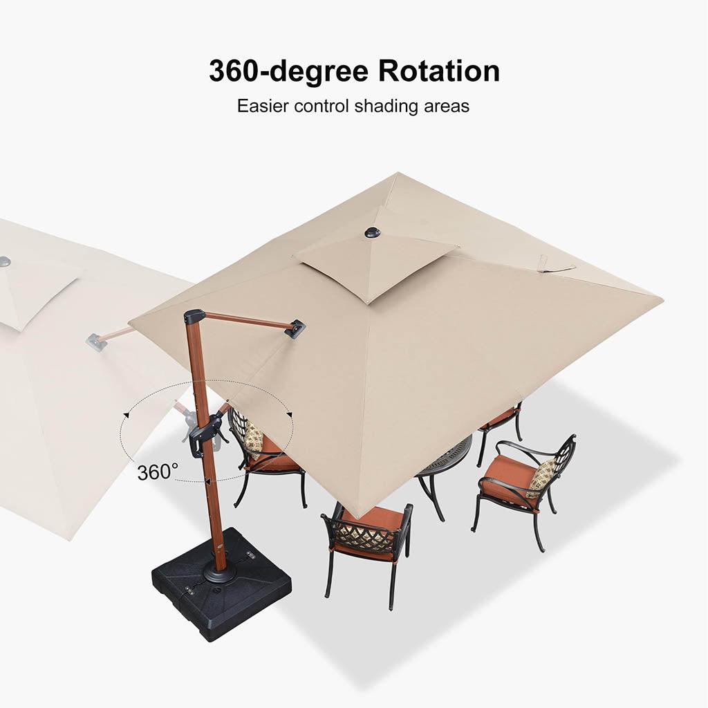 PURPLE LEAF SUNBRELLA Cantilever Umbrella Deluxe Wood Pattern Patio Umbrella