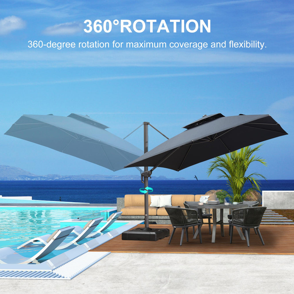 PURPLE LEAF UV50+ Fade Resistant Cantilever Umbrella, Patio Umbrellas with Base