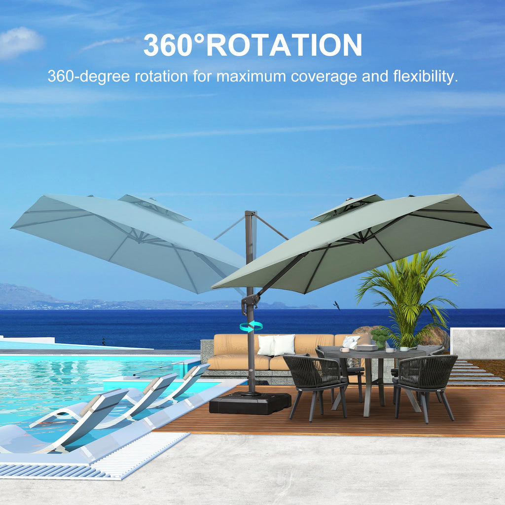 PURPLE LEAF UV50+ Fade Resistant Cantilever Umbrella, Patio Umbrellas with Base