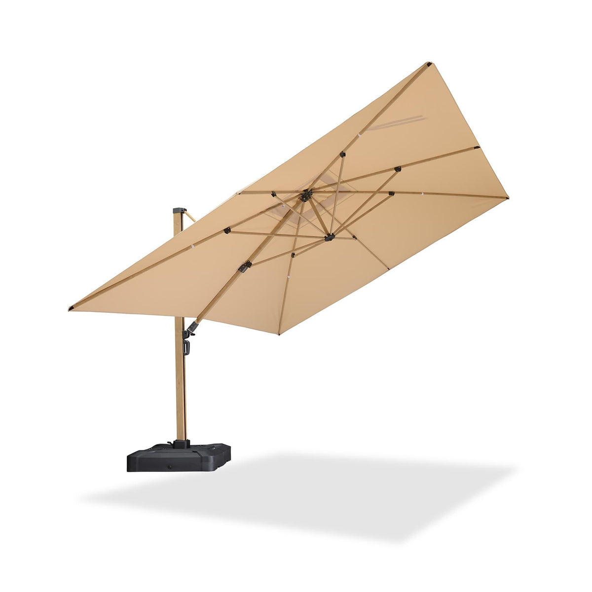 PURPLE LEAF Wood Grain Cantilever Patio Umbrella Aluminum Outdoor Umbrellas