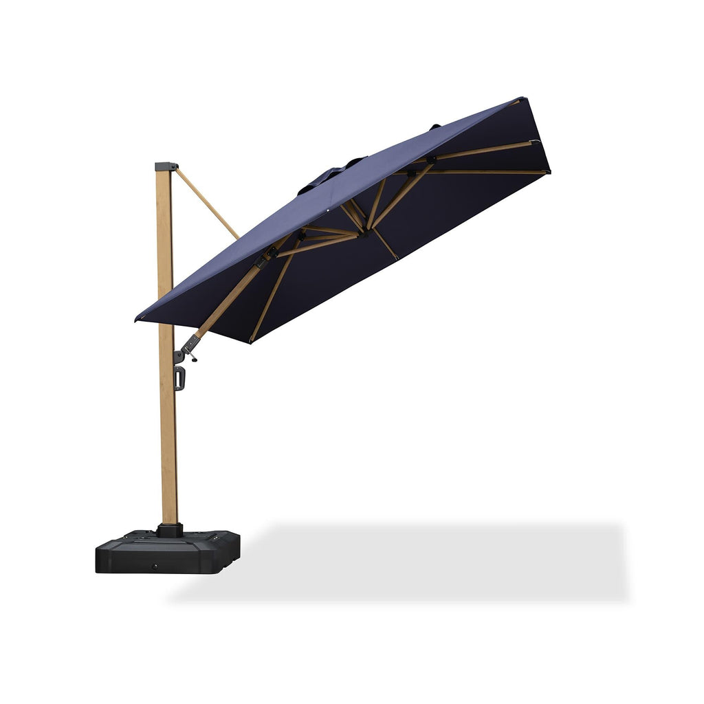 PURPLE LEAF Wood Grain Cantilever Patio Umbrella Aluminum Outdoor Umbrellas