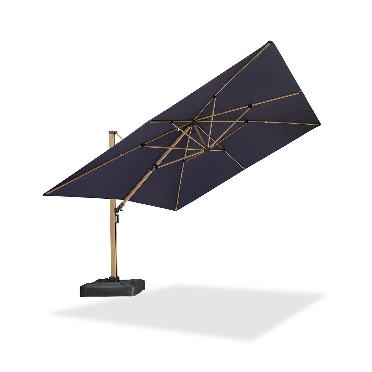 PURPLE LEAF Wood Grain Cantilever Patio Umbrella Aluminum Outdoor Umbrellas