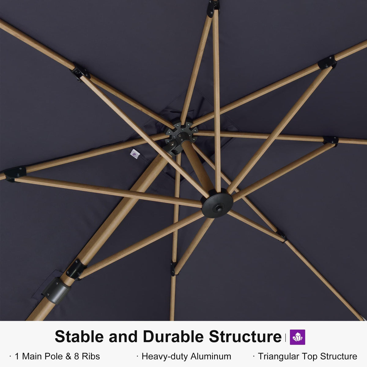 PURPLE LEAF Wood Grain Cantilever Patio Umbrella Aluminum Outdoor Umbrellas